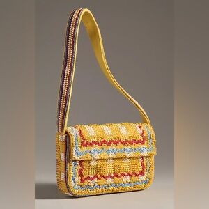 Anthropologie Fiona Beaded Bag: The Geometric Edition - Playful Plaid, NWT